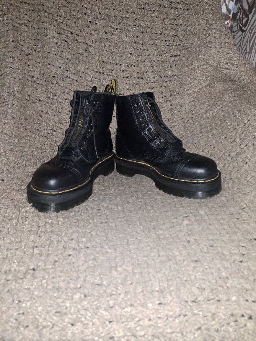 DR. MARTENS/DOC Sinclair-Black Milled Leather-Platform Boots-Sz 10L-8M-Near Mint - Picture 4 of 8